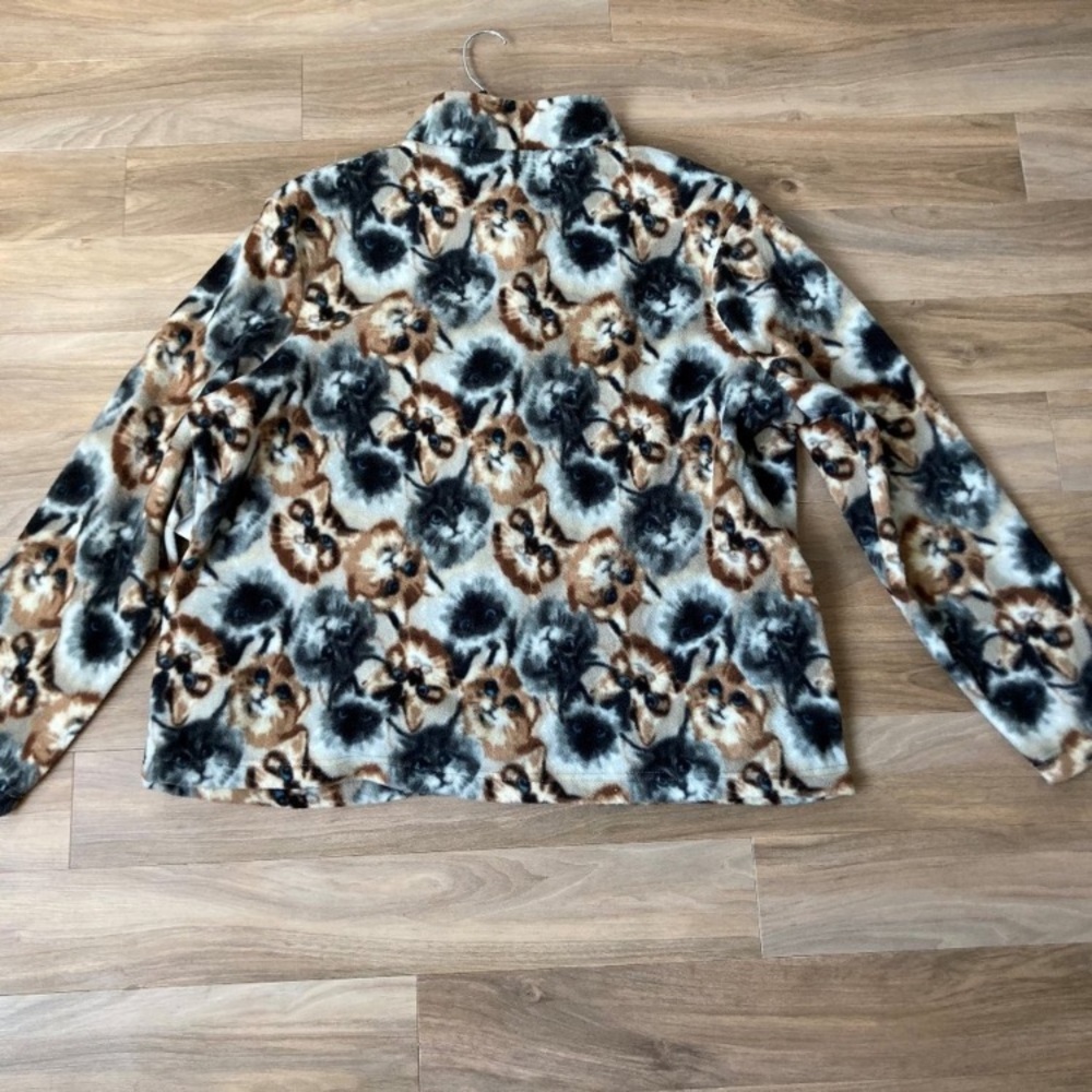 Relist11/25 cat print fleece zip shirt jacket cat animal print size XL - Picture 6 of 9